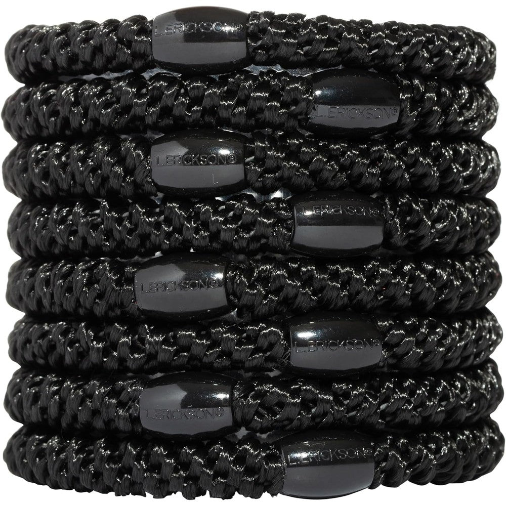 L. Erickson Grab And Go Ponytail Holders Black pack front view displaying premium braided hair ties.