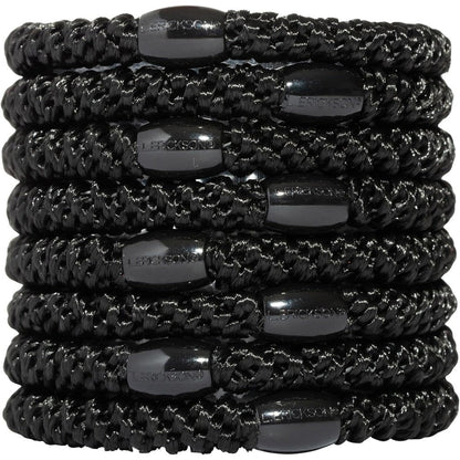 L. Erickson Grab And Go Ponytail Holders Black pack front view displaying premium braided hair ties.