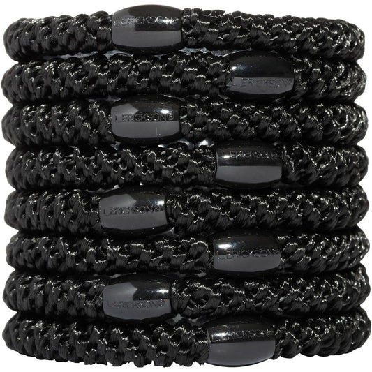 L. Erickson Grab And Go Ponytail Holders Black pack front view displaying premium braided hair ties.