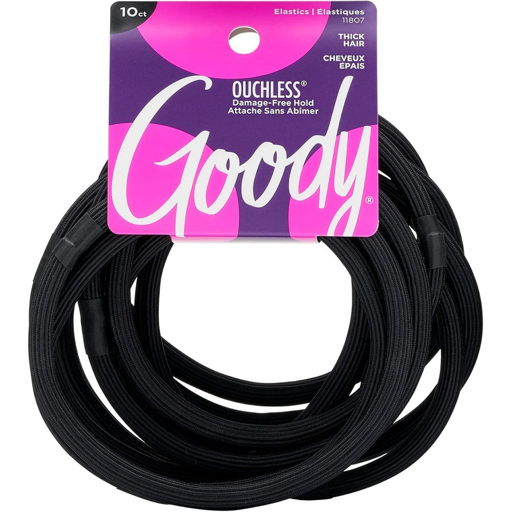 Goody Ouchless XL and Extra Thick Hair Elastics front view packaging for thick hair accessories.