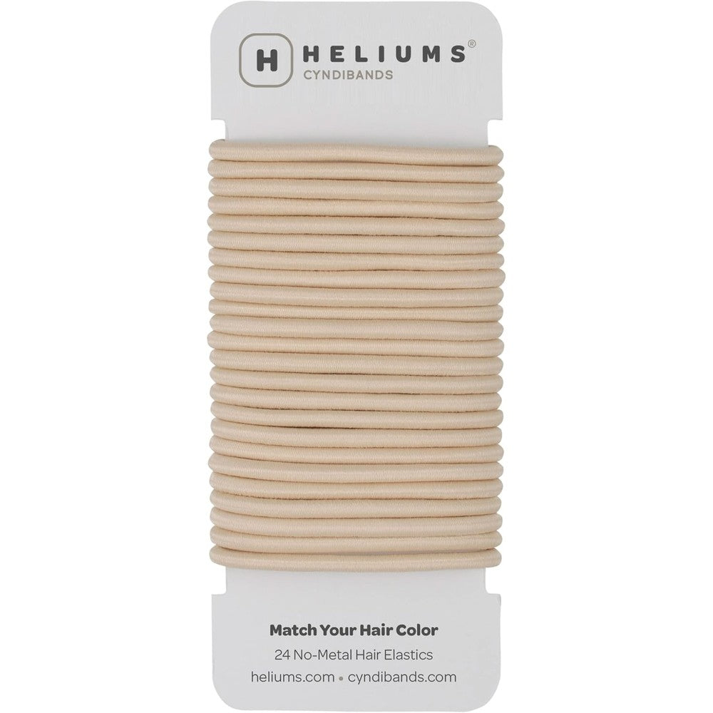 Cyndibands beige blonde elastic hair ties front view twenty-four pack premium hair accessories