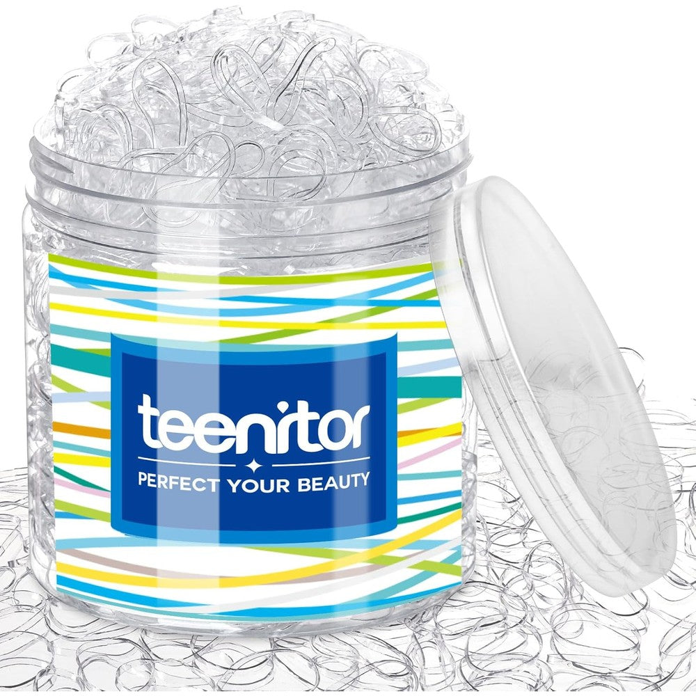 Teenitor clear elastic hair bands front view in storage tub