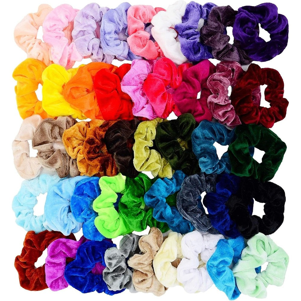 Chloven 45 pieces velvet hair scrunchies front view multicolor hair accessories pack