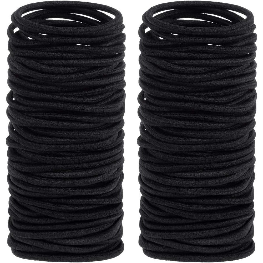 Anezus black elastics hair ties front view bulk pack for daily styling