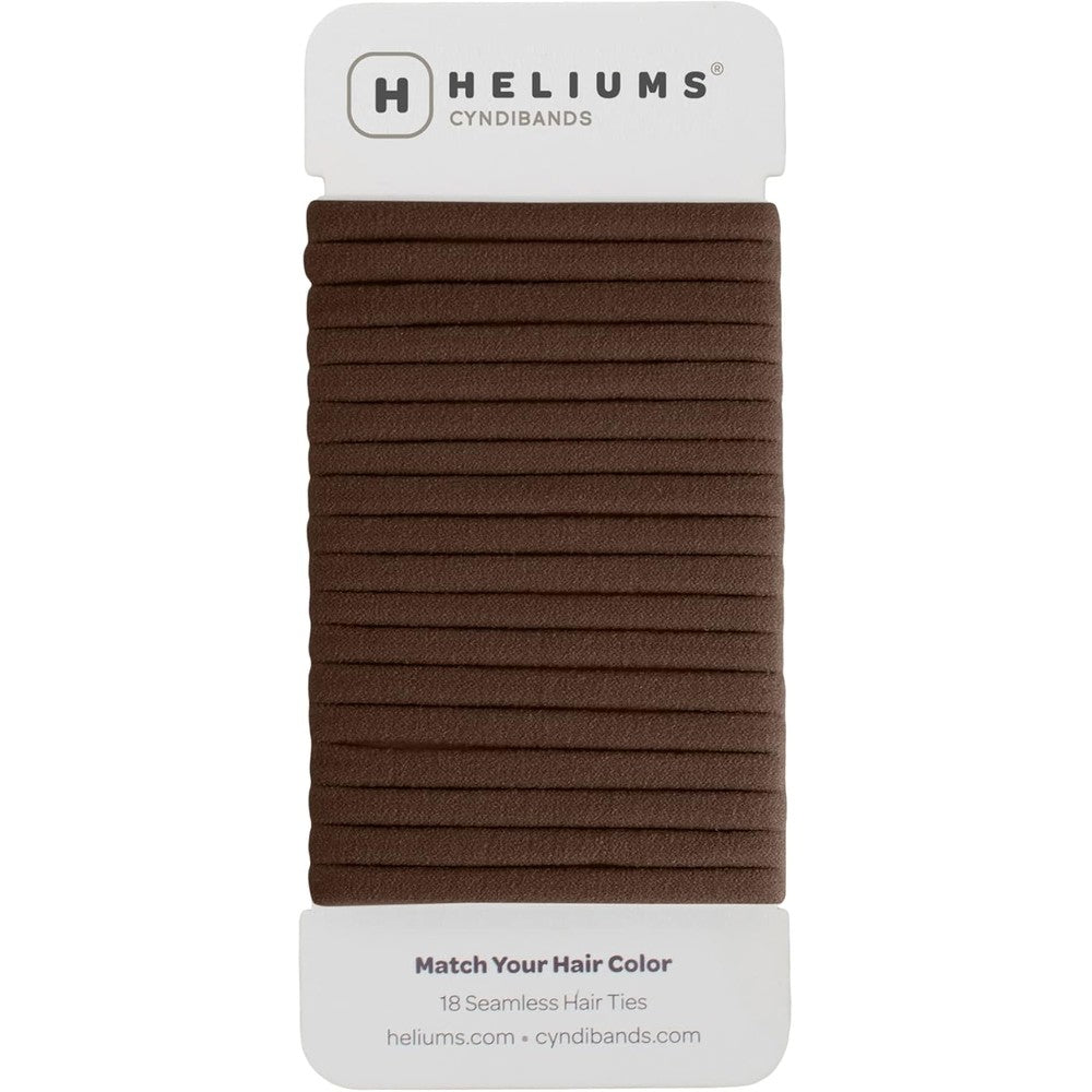 Heliums Thin Seamless Hair Ties Dark Brown pack front view