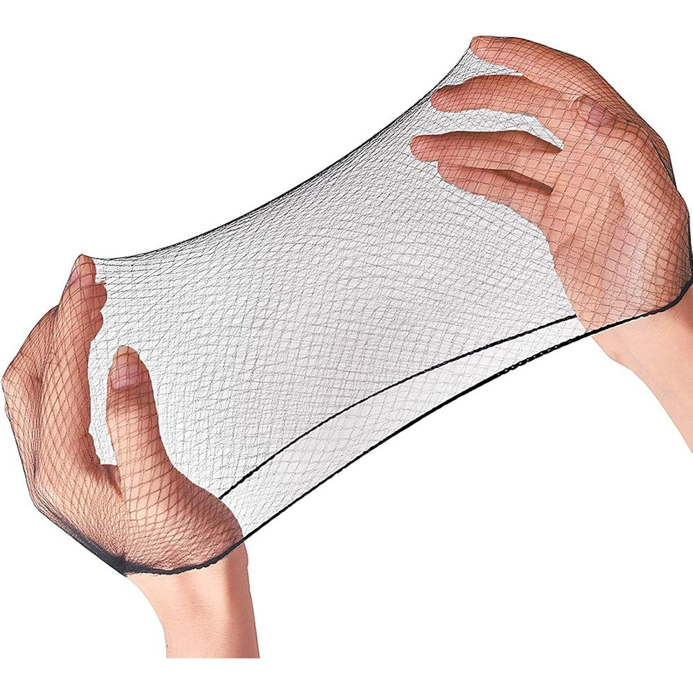 Smilco Invisible Elastic Mesh Hair Nets pack front view showcasing premium black nylon material.