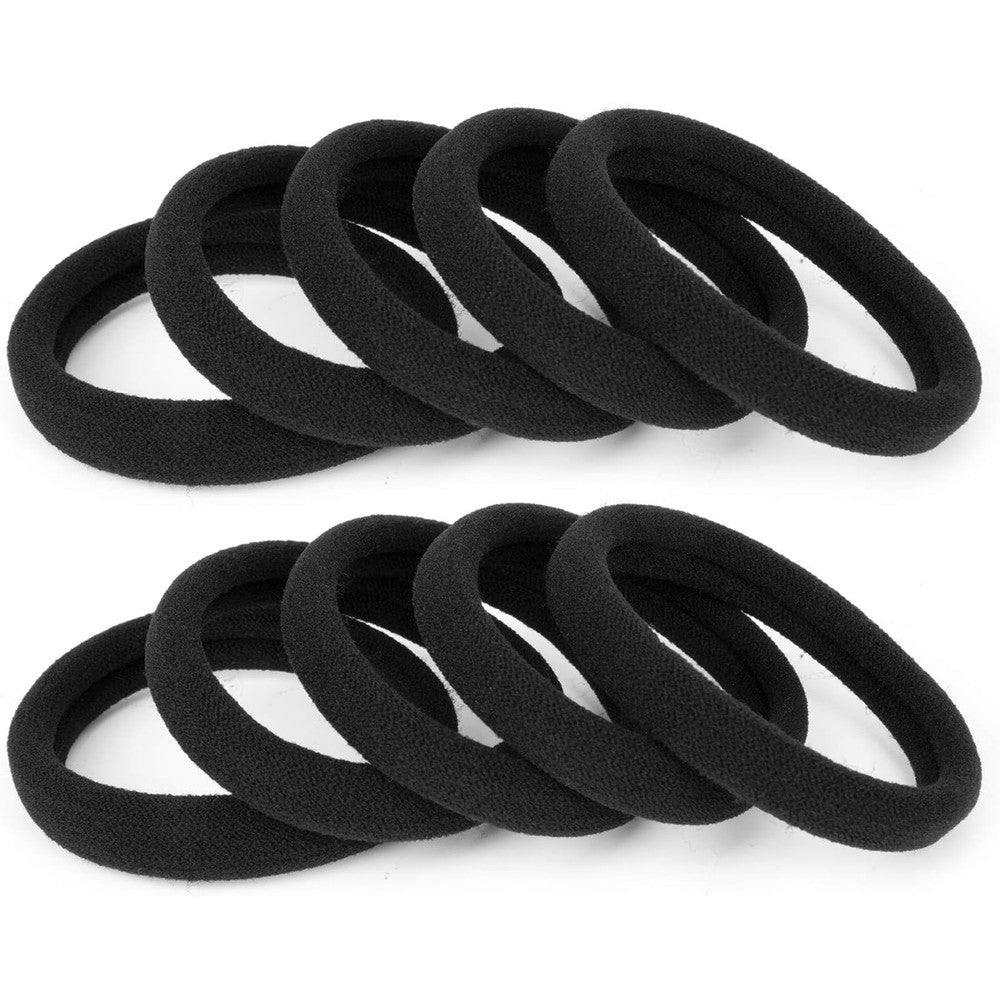 BAOLI large cotton seamless hair ties front view showing bulk packaging of black ponytail holders