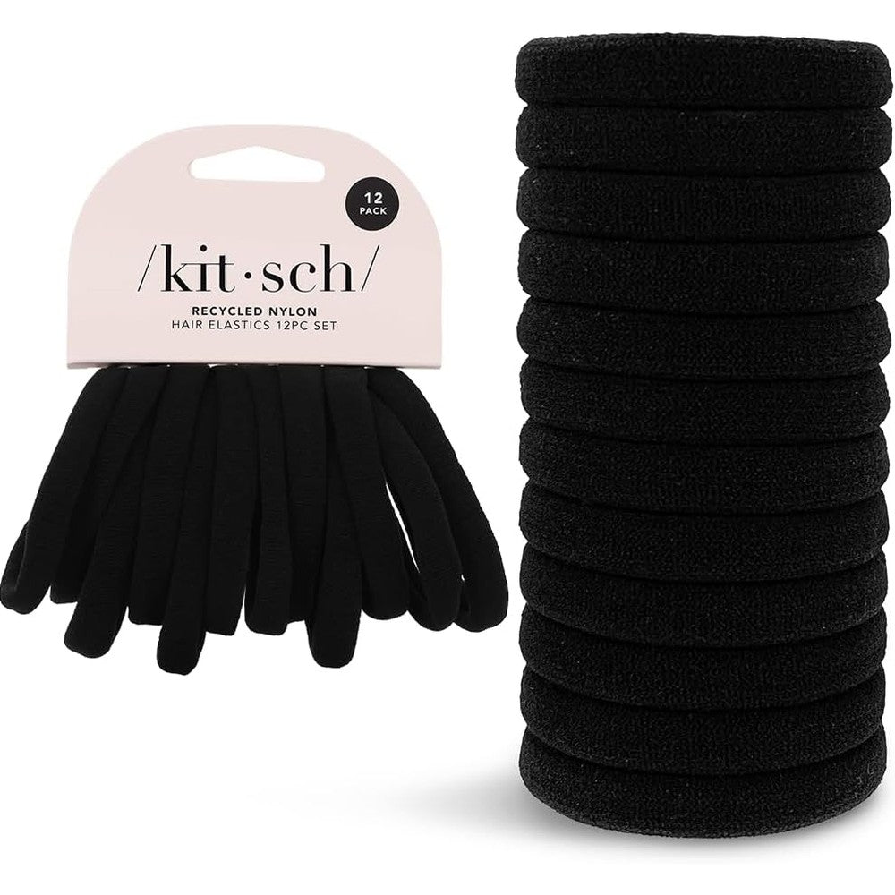 Kitsch Recycled Nylon Medium Hair Ties front view of 12 piece packaging