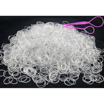 SAOYOAS clear elastic mini ponytail rubber ties front package view with styling tools.