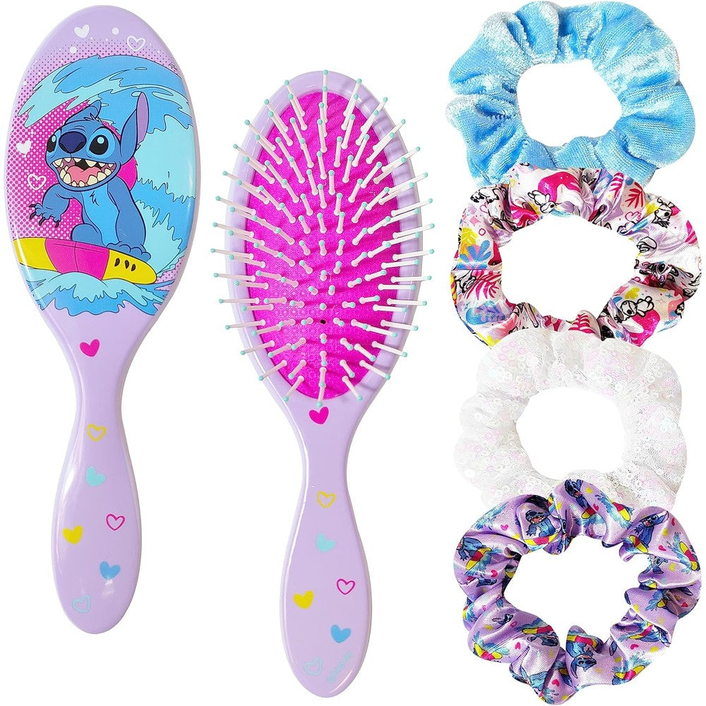 LUV HER Lilo and Stitch hairbrush and scrunchies five piece set front packaging view