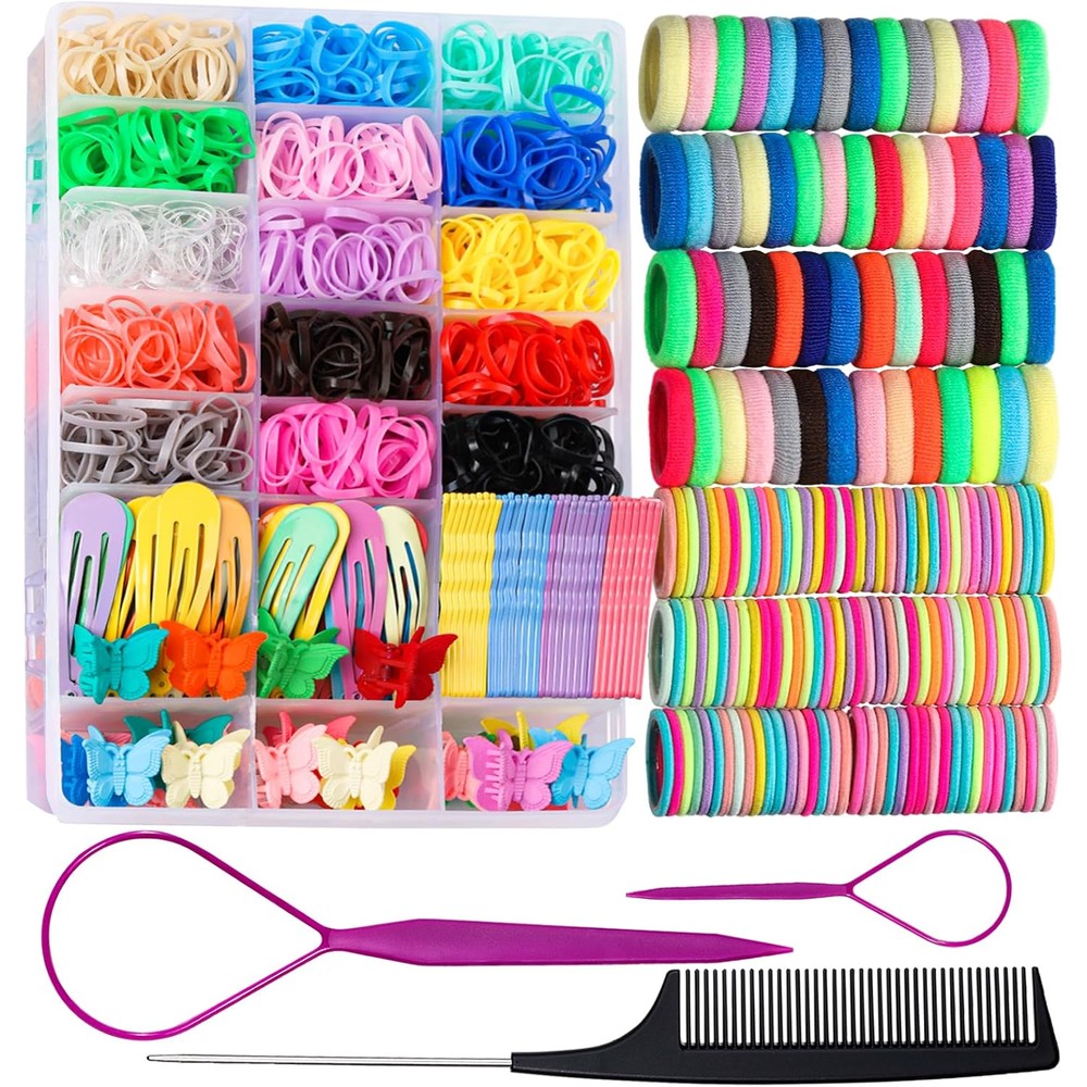 Teenitor elastic hair ties set front view in clear organizer box