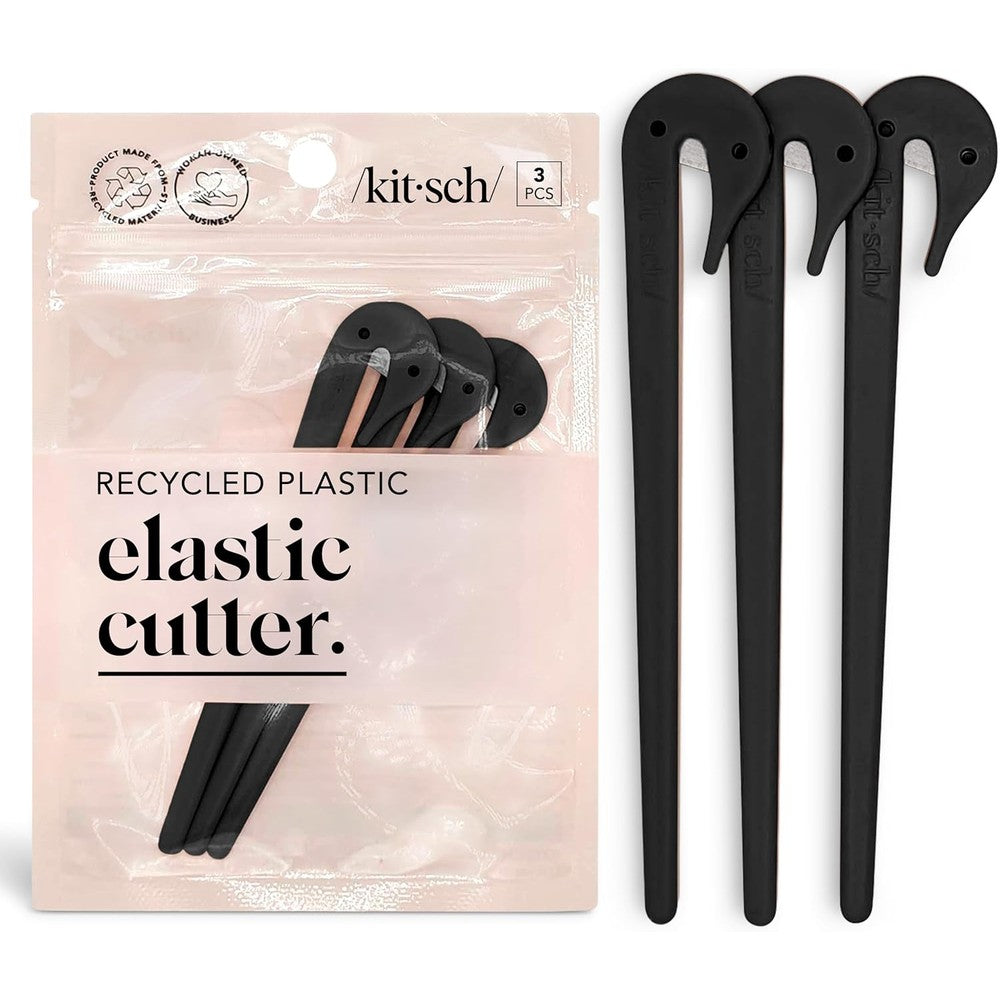 Kitsch Elastic Hair Tie Cutter front view showing the ergonomic handle and safety hook.