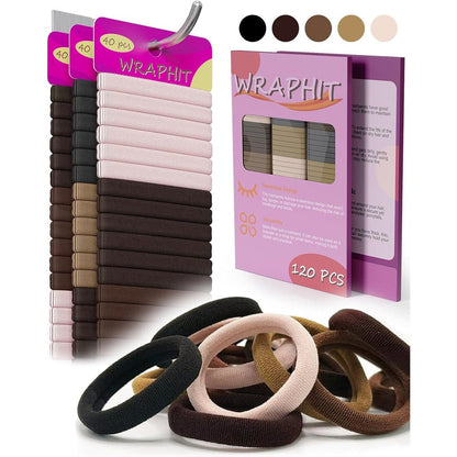 Wraphit seamless hair ties front view showing classic neutral colors packaging