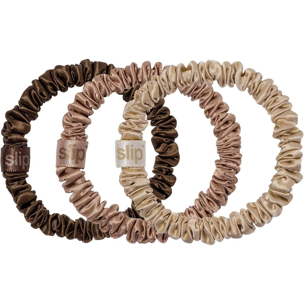 SLIP Amazon Exclusive Skinny Scrunchies Basics three pack front view showing neutral tones