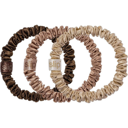 SLIP Amazon Exclusive Skinny Scrunchies Basics three pack front view showing neutral tones