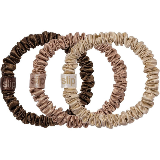 SLIP Amazon Exclusive Skinny Scrunchies Basics three pack front view showing neutral tones