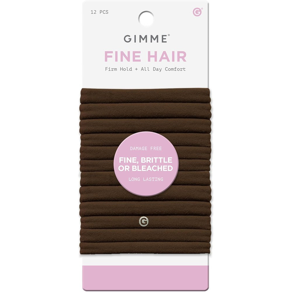 Gimme Beauty Fine Hair Elastic Bands light brown twelve pack front view package