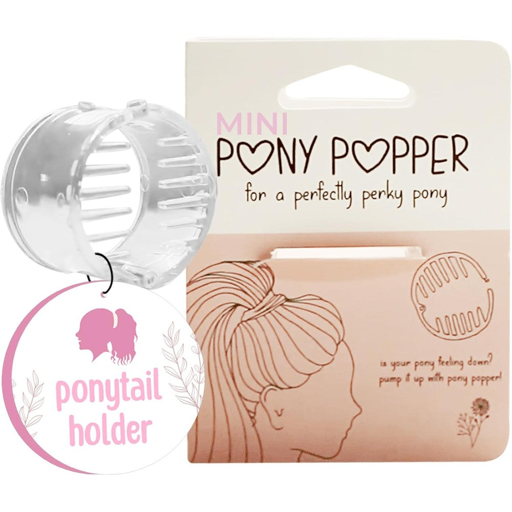 Pony Popper Mini High Ponytail Holder front view showing clear mesh design.