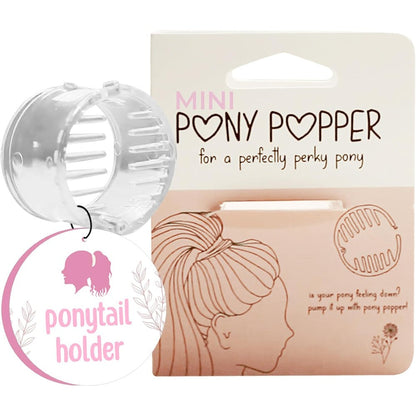 Pony Popper Mini High Ponytail Holder front view showing clear mesh design.
