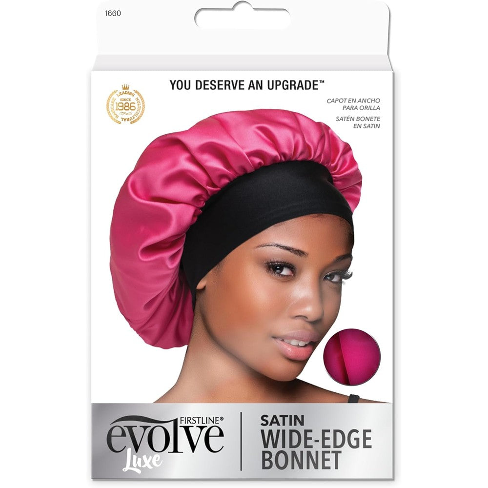 Firstline Evolve fuchsia satin wide edge bonnet front view