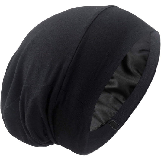 GB Selected Silky Satin Lined Bonnet Sleep Cap front view showing adjustable band