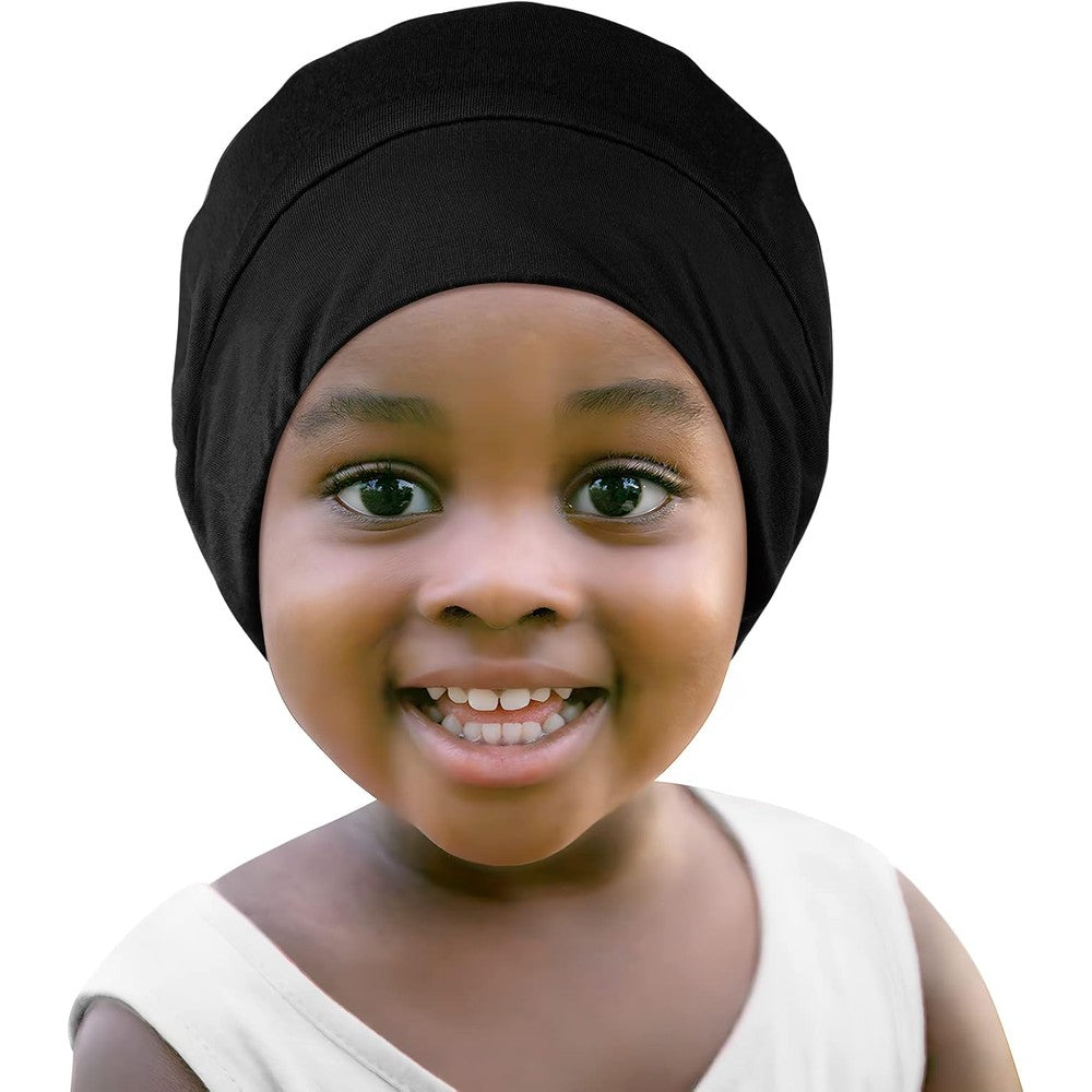 Fittia Baby Satin Bonnet black side view for curly hair