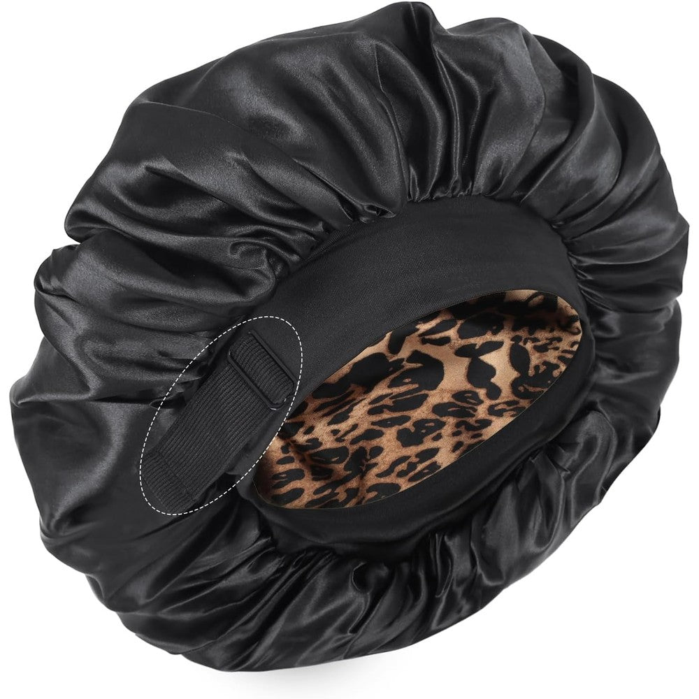 XRACEPHOL double layer satin silk bonnet for sleeping front view showing adjustable strap