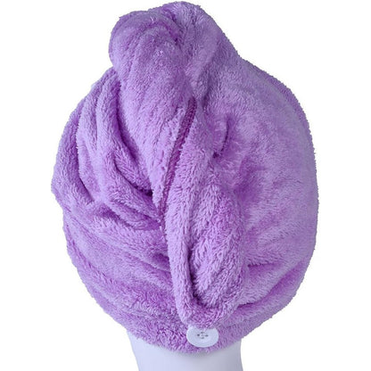 YYXR microfiber hair drying towel front view showcasing the vibrant purple color and premium plush texture