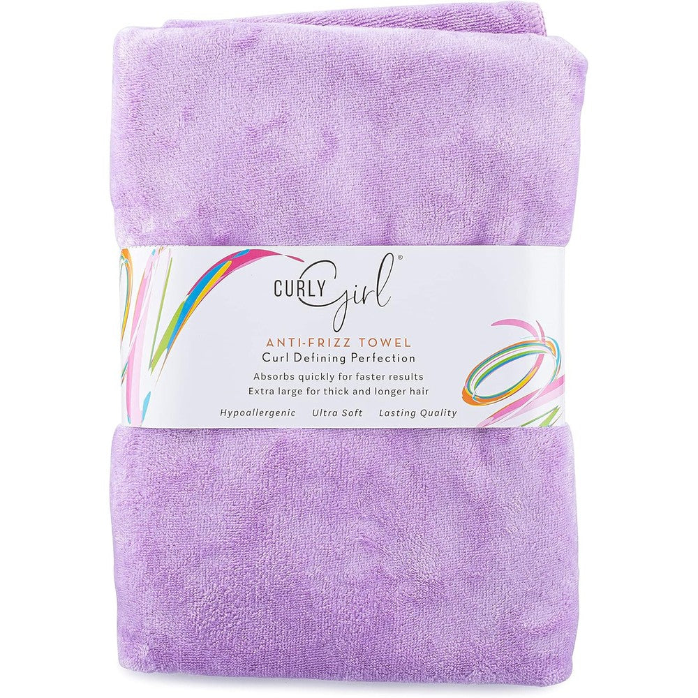 Curly Girl large microfiber hair towel front view