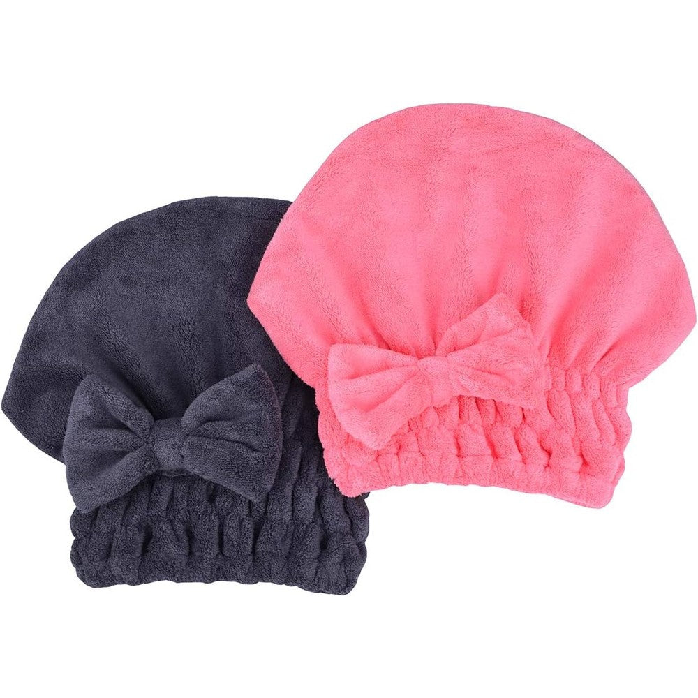 Mayouth microfiber hair drying towel wrap with bow-knot front view