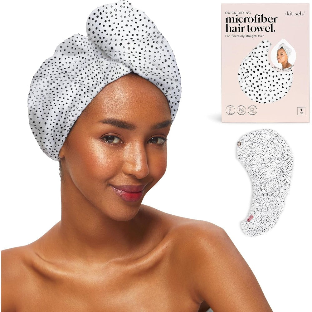 Kitsch microfiber hair towel wrap in micro dot print