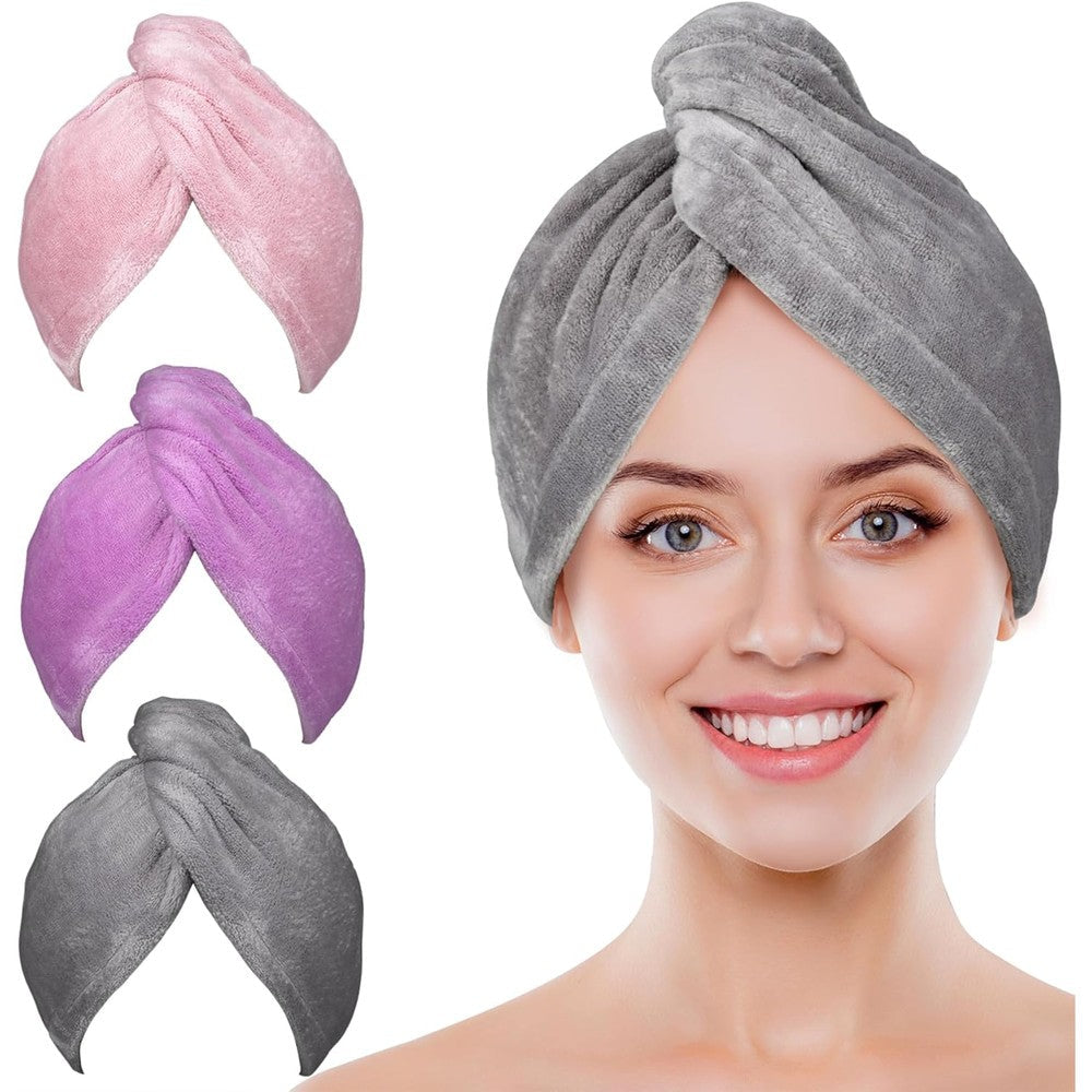 Popchose microfiber hair towel wrap set of three