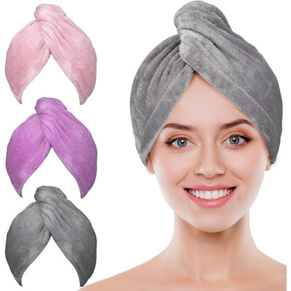 Popchose microfiber hair towel wrap set of three