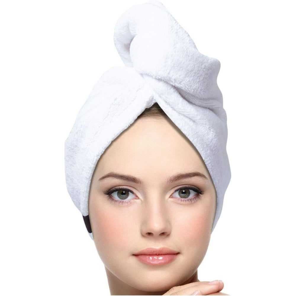Keepoz 100 percent cotton hair towel wrap front view
