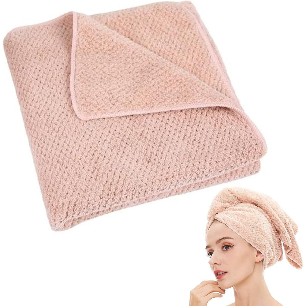 Laojbaba microfiber hair towel in lotus root pink color front view