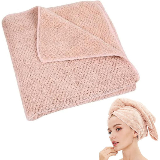 Laojbaba microfiber hair towel in lotus root pink color front view