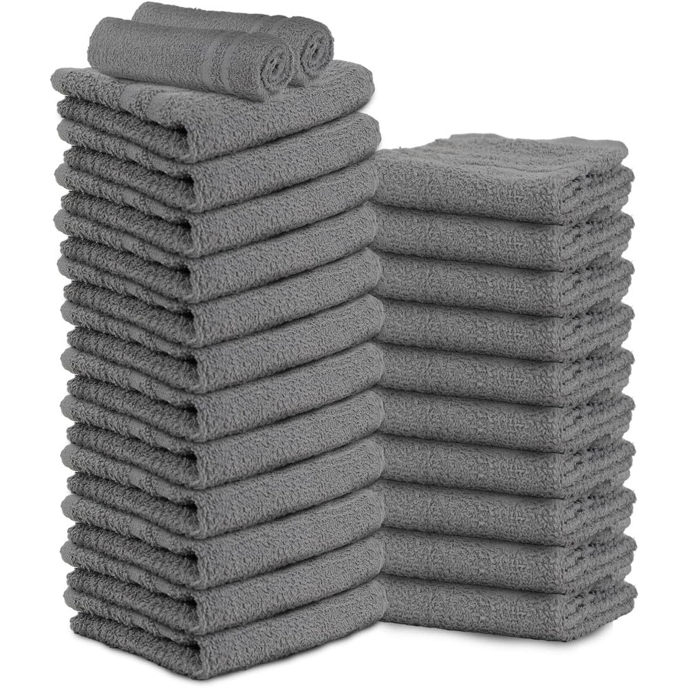 TOALLA cotton hand towels 24 pack front view showcasing charcoal grey color