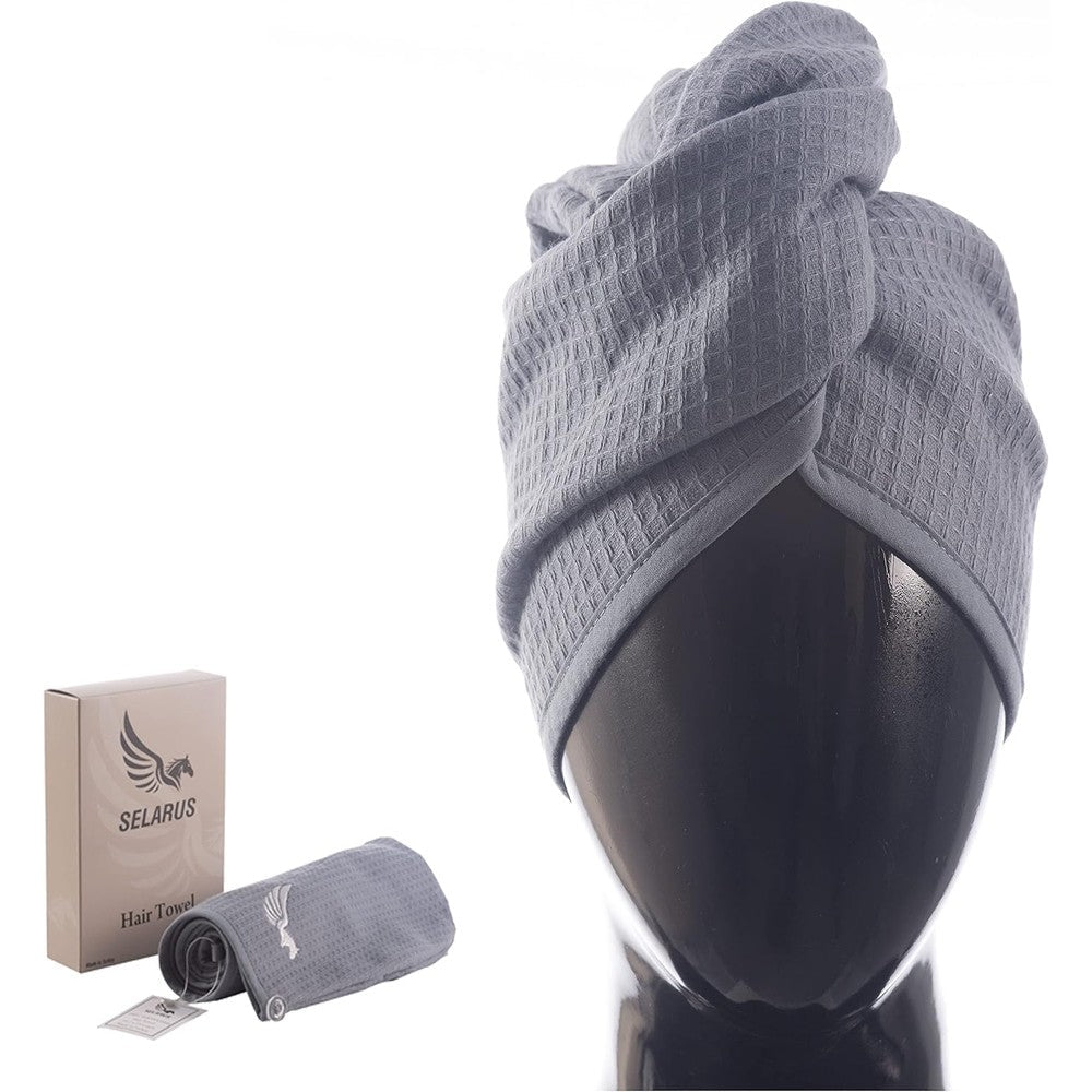 Selarus Turkish Cotton Hair Towel Wrap front view