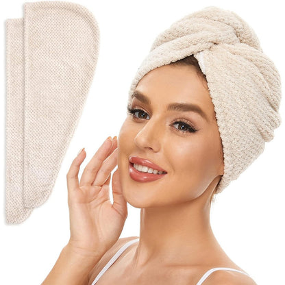 SimpleField 2 pack microfiber hair towel wrap front view