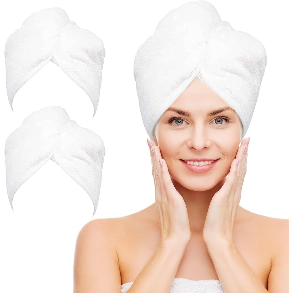 Nexcover microfiber hair towel set of two in white