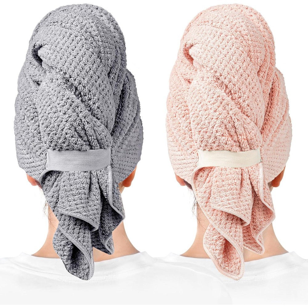Rolshol 2 pack microfiber hair towel front view