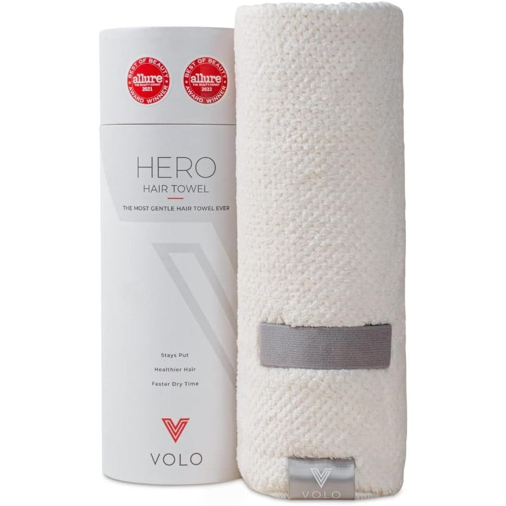 Volo Hero Hair Towel in Salt White front view