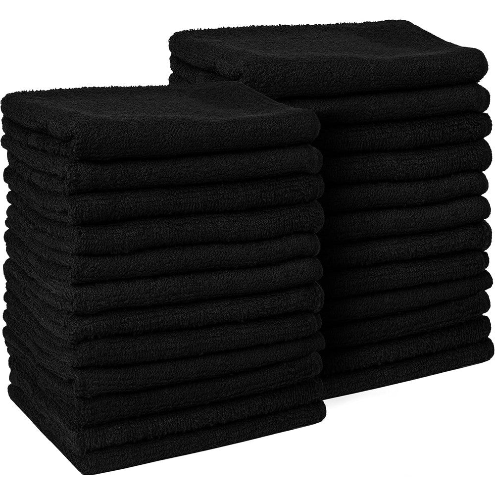 Textile Empire black barber salon towels pack of twenty four front view