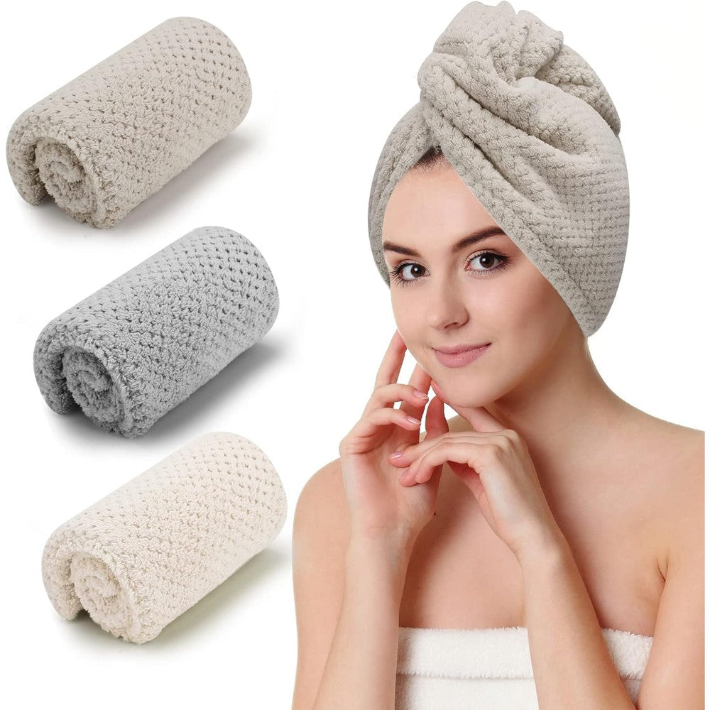 CZZXI 3 PCS microfiber hair towel set front view