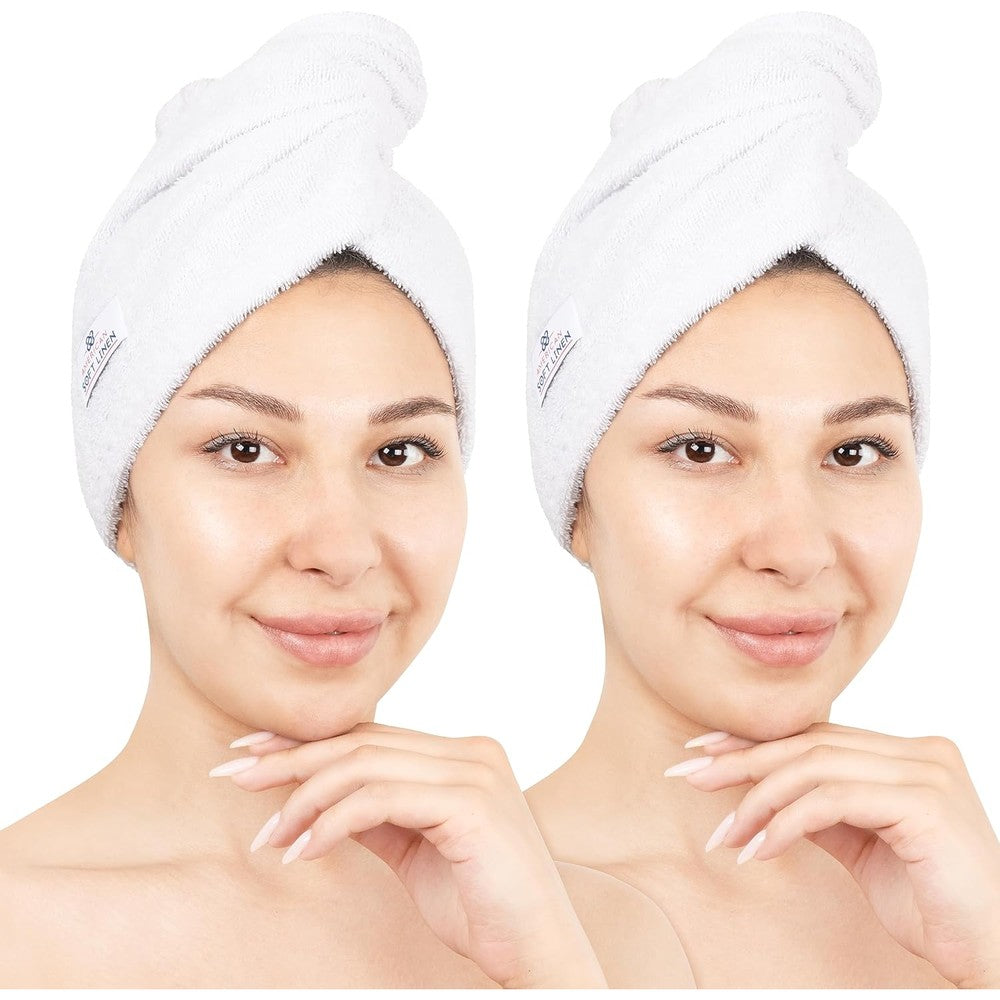 American Soft Linen 100% cotton hair towel set front view