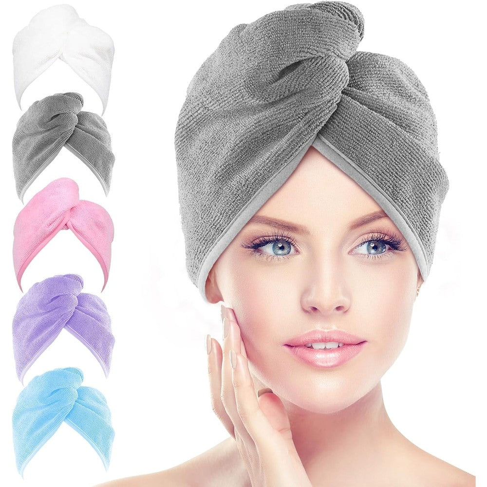 Aidea microfiber hair towel wrap front view pack of five