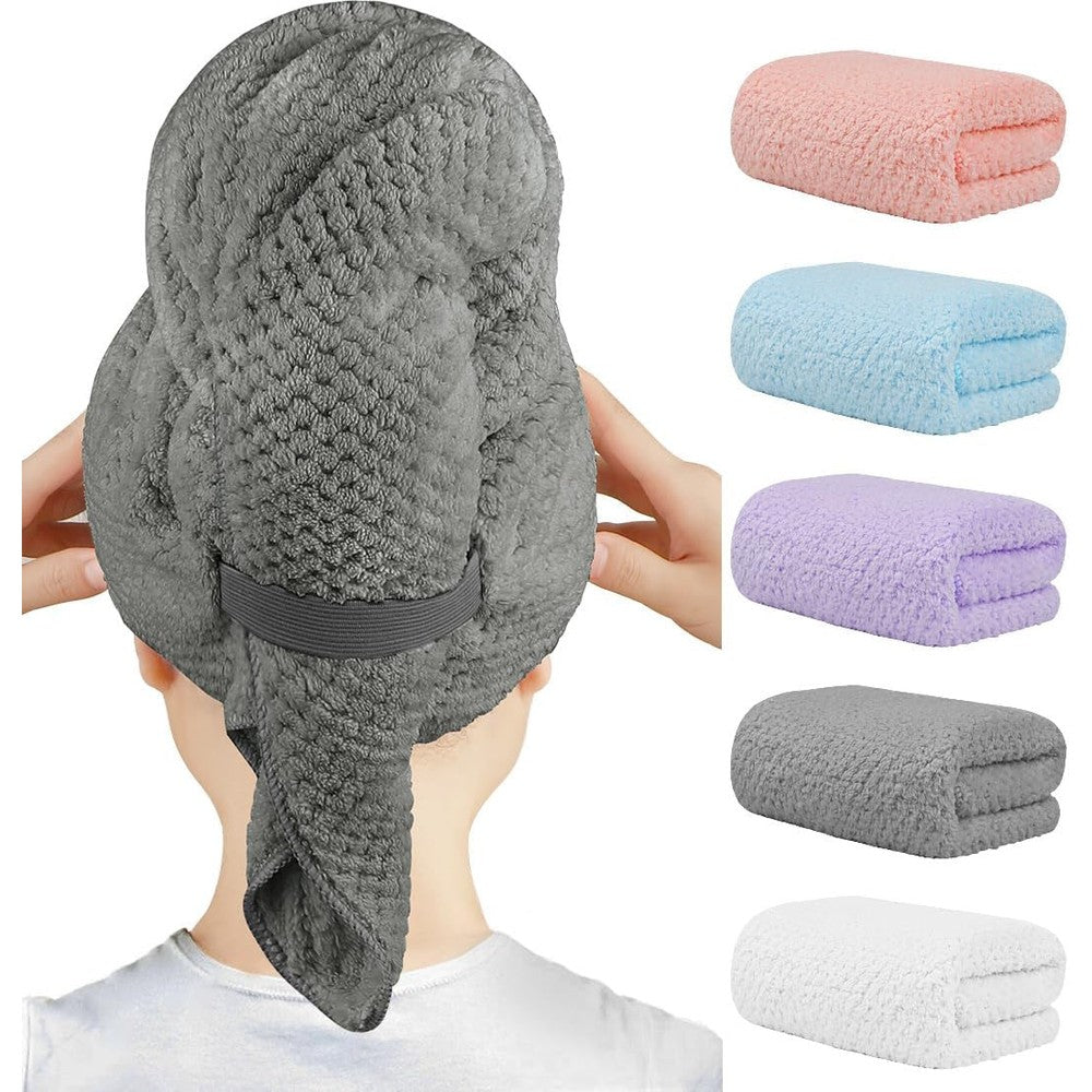 Homexcel 5 pack microfiber hair towel wraps in various colors
