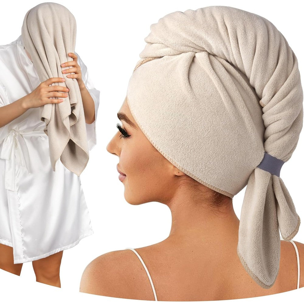 Umisleep 100% Microfiber Hair Towel camel color front view