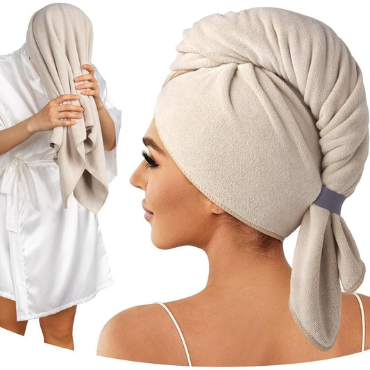 Umisleep 100% Microfiber Hair Towel camel color front view