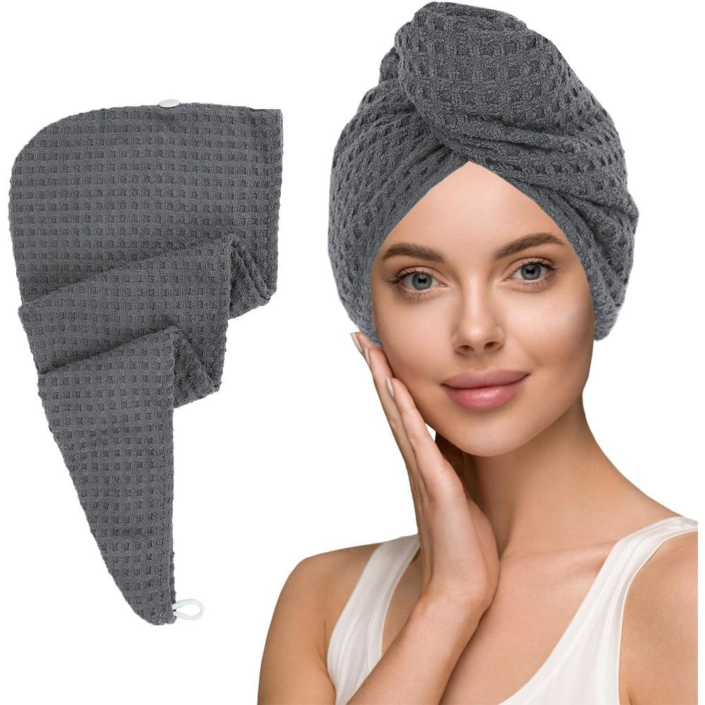 MaopaoBeauty waffle microfiber hair towel front view
